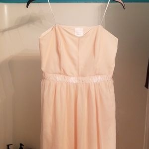 Pink strapless floor-length gown